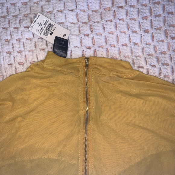 Ashley Stewart mustard blouse with lace - Picture 3 of 5